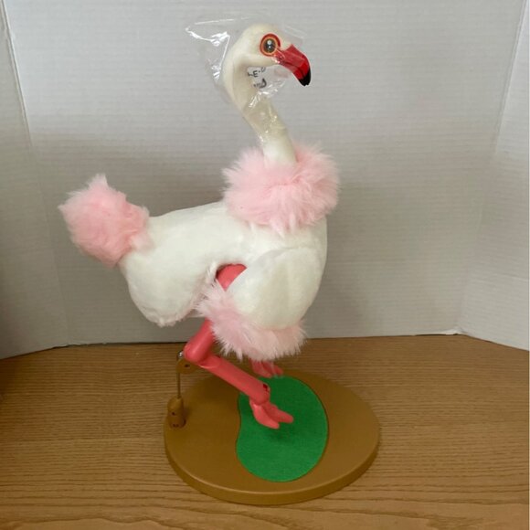 Vtg Chain Fong Dancing Flamingo Plush Toy Musical Movement Very Rare SEE VIDEO - Picture 6 of 13